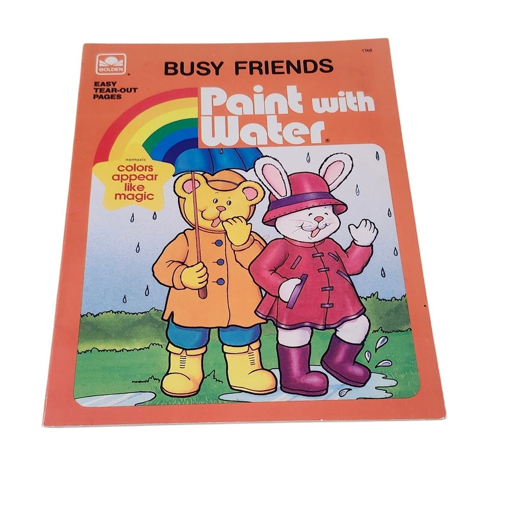 Vintage 1987 Golden Paint with Water Busy Friends Kids Activity Book
